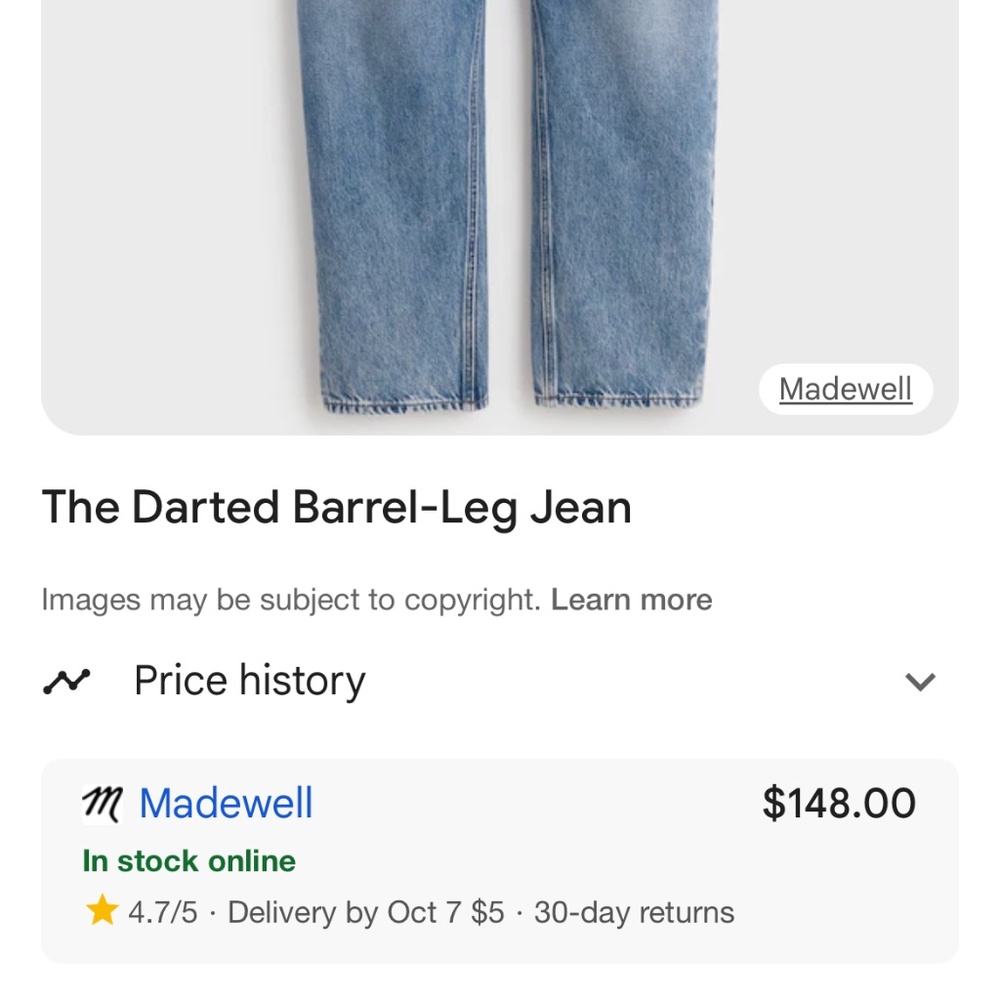 Madewell Darted Barrel Jeans Size 28 - Picture 2 of 8